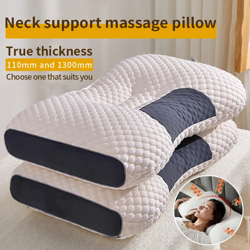 Orthopedic Cervical Support Pillow with Soybean Fiber Massage Technology for SPA Therapy