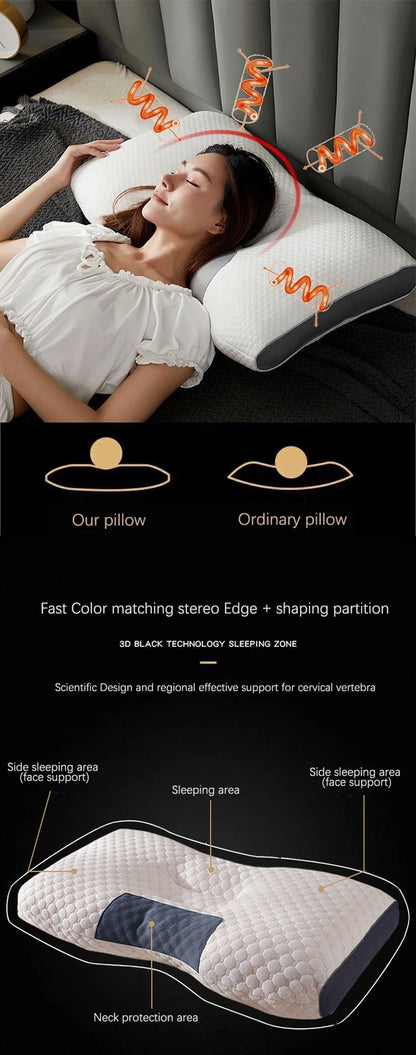 Orthopedic Cervical Support Pillow with Soybean Fiber Massage Technology for SPA Therapy