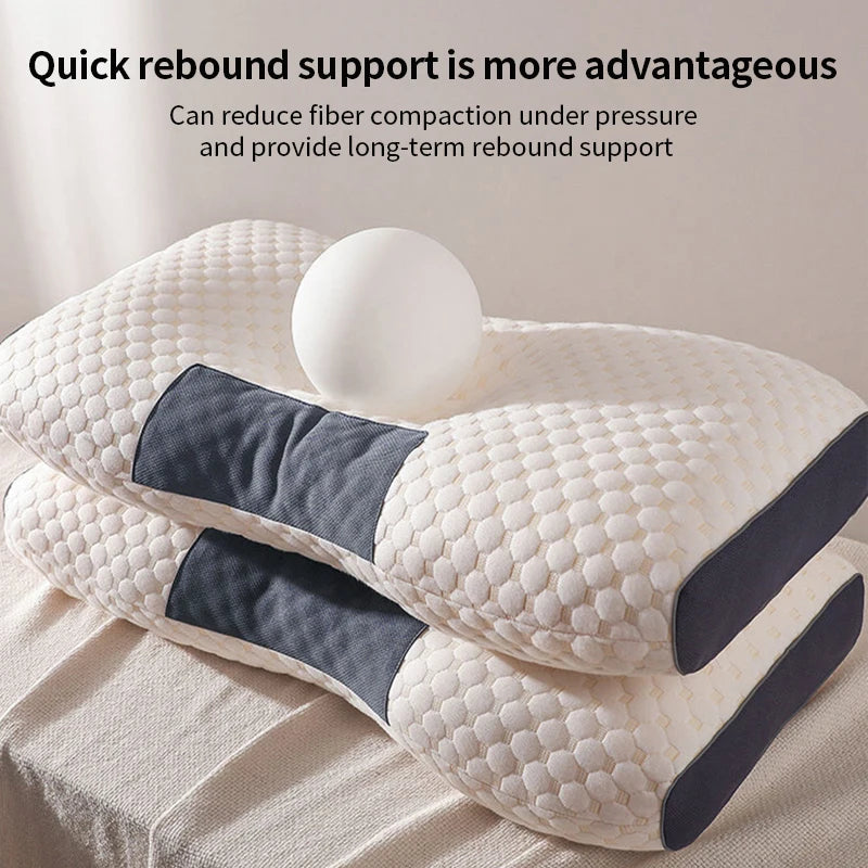 Orthopedic Cervical Support Pillow with Soybean Fiber Massage Technology for SPA Therapy