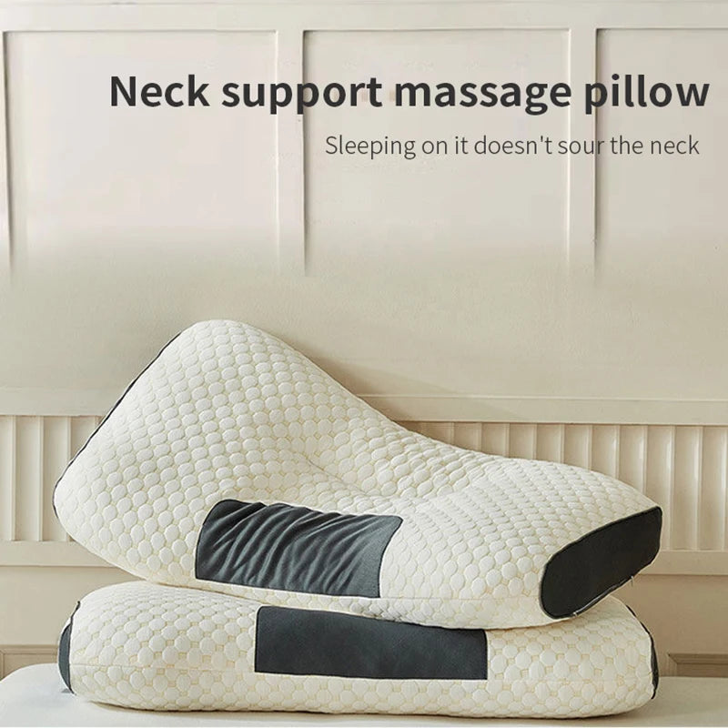 Orthopedic Cervical Support Pillow with Soybean Fiber Massage Technology for SPA Therapy